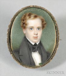 Portrait Miniature Brooch of a Young Man